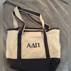 adpi canvas tote bag, off-white and navy